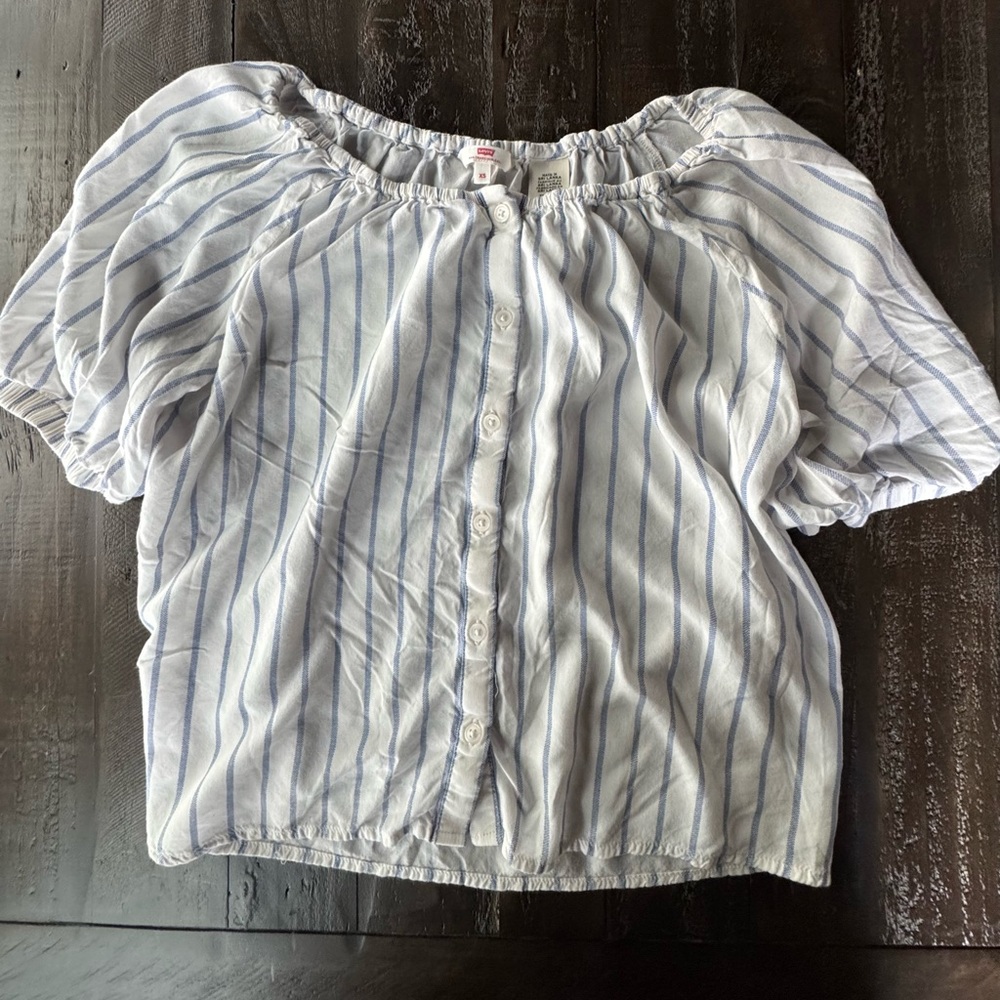 Levi's Blue and White Striped Blouse